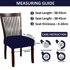 HOTKEI Pack of 4 Navy Blue Dining Chair Seat Cover Elastic Magic Chair Cover Stretchable Protector Slipcover for Dining Table Chair Cover Set of 4 Seater