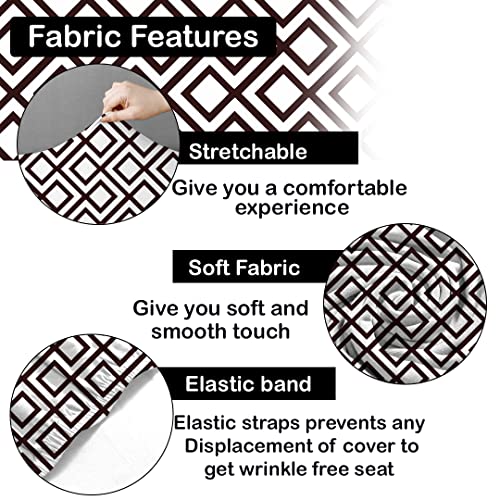 HOTKEI Pack of 2 Geometric Print Elastic Stretchable Dining Table Chair Seat Cover Protector Slipcover for Dining Table Chair Covers Stretchable 1 Piece Set of 2 Seater