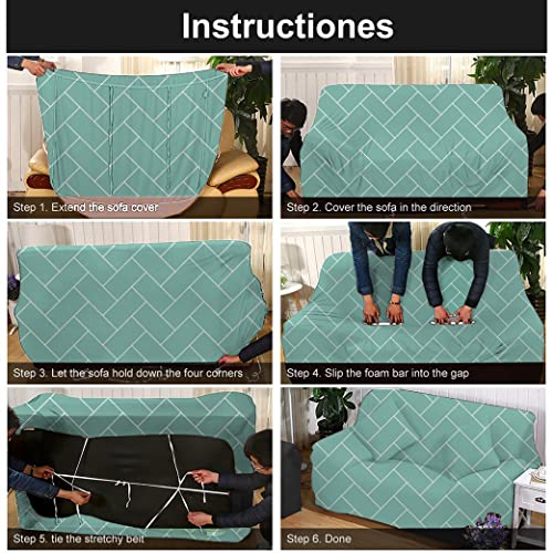 HOTKEI 2 Seater Brick Print Big Universal Polycotton Non-Slip Elastic Stretchable Washable Two seat Sofa Set Cover Protector for Sofa Stretchable Adjustable Cloth Makeover slipcovers