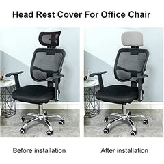 HOTKEI Light Grey Soft Polyester Office Chair Headrest Cover Elastic Removable Washable Stain Proof Computer Executive Rotating Chair Head Rest Slipcover Protector Covers for Office Chair