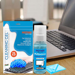 HOTKEI Combo of 100ml Laptop Screen Cleaning Liquid Keyboard Cleaning Gel for PC Laptop Tablet Phone Screen Camera dust Dirt Cleaner Cleaning Gel Jelly Liquid Spray for Laptop Cleaning kit with Cloth