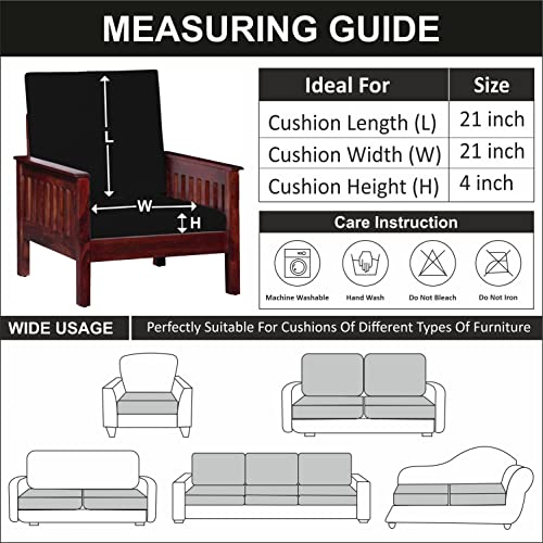 HOTKEI Black Brick [Set of 6] Sofa seat Cover Elastic Stretchable Sofa seat Set Cover Protector for Wooden Sofa seat Cushion Stretchable Cloth Cover 3 Seater [21"x 21"]