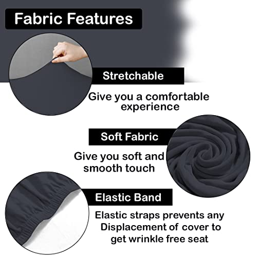HOTKEI (Pack of 6 Dark Grey Color Elastic Stretchable Dining Table Chair Seat Cover Protector Slipcover for Dining Table Chair Covers Stretchable 1 Piece Pack of 6 Seater, Polyester Blend