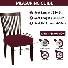 HOTKEI Pack of 6 Maroon Dining Chair Seat Cover Elastic Stretchable Protector Slipcover for Dining Table Chair Cover Set of 6 Seater