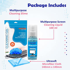 HOTKEI Combo of 100ml Laptop Screen Cleaning Liquid Keyboard Cleaning Gel for PC Laptop Tablet Phone Screen Camera dust Dirt Cleaner Cleaning Gel Jelly Liquid Spray for Laptop Cleaning kit with Cloth