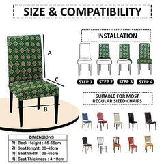 HOTKEI Pack of 1 Green Geometric Print Dining Table Chair Cover Stretchable Slipcover Seat Protector Removable 1pc Polycotton Dining Chairs Covers for Home Hotel Dining Table Chairs
