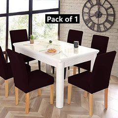 HOTKEI (Pack of 1 Wine Color Elastic Stretchable Dining Table Chair Seat Cover Protector Slipcover for Dining Table Chair Covers Stretchable 1 Piece Pack of 1 Seater, Polyester Blend
