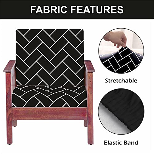 HOTKEI Black Brick [Set of 6] Sofa seat Cover Elastic Stretchable Sofa seat Set Cover Protector for Wooden Sofa seat Cushion Stretchable Cloth Cover 3 Seater [21"x 21"]