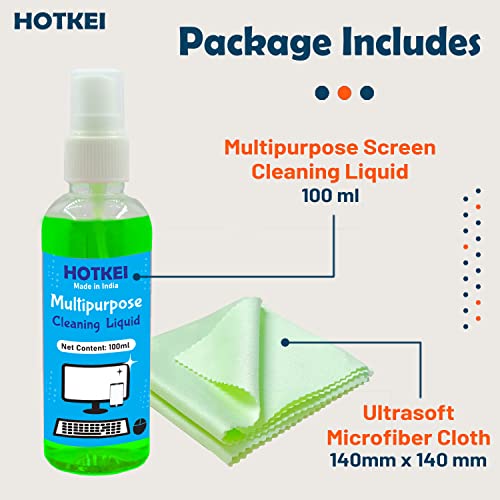HOTKEI 100ml Scented Laptop Screen Cleaner Cleaning Liquid Spray kit for Laptop PC Computer Tablet Phone Screen Camera Lens with Microfiber Cloth
