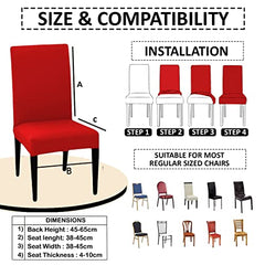 HOTKEI (Pack of 1 Red Color Elastic Stretchable Dining Table Chair Seat Cover Protector Slipcover for Dining Table Chair Covers Stretchable 1 Piece Pack of 1 Seater, Polyester Blend