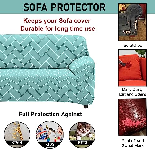 HOTKEI 3 Seater Brick Print Big Universal Polycotton Non-Slip Elastic Stretchable Washable Three Set Cover Protector for Sofa Stretchable Adjustable Cloth Makeover slipcovers