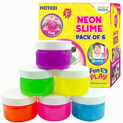 HOTKEI (Pack of 6 Neon Slime) Multicolour Scented DIY Magic Toy Slimy Slime Clay Gel Jelly Putty Set kit Toy for Boys Girls Kids Slime - 50 gm