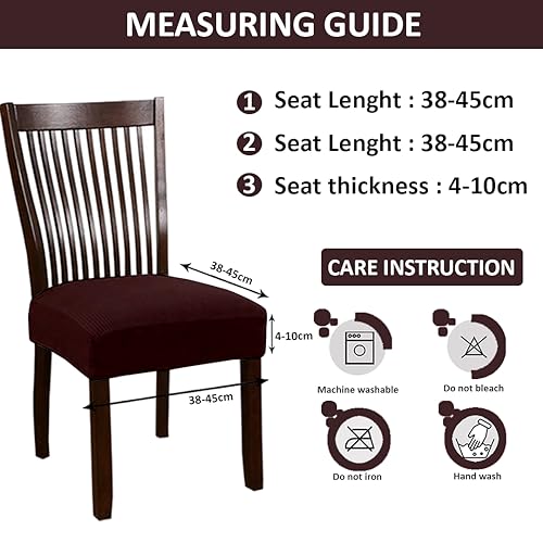 HOTKEI Pack of 4 Wine Dining Chair Seat Cover Elastic Stretchable Protector Slipcover for Dining Table Chair Cover Set of 4 Seater