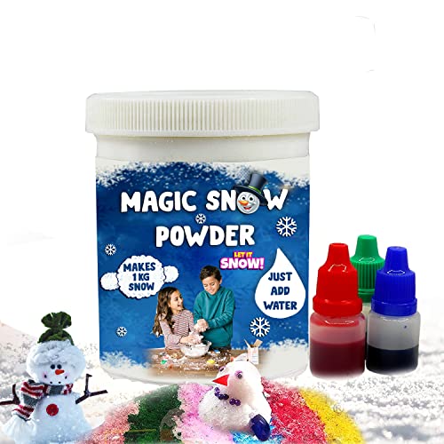 HOTKEI Artificial Magical Fake Fluffy Instant Ice Snow Making Powder with colors Kit for Girls Boys Kids party school projects games Christmas Tree Decorations decor items for Home fun Ice snow(50 gm)