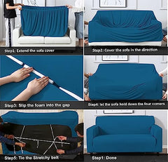 HOTKEI (1 Seater Airforce Blue Polycotton Big Universal Non-Slip Elastic Stretchable Couch Sofa Set Cover Protector for Single Seater Sofa seat Stretchable Cloth Full Covers
