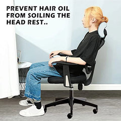 HOTKEI Light Grey Soft Polyester Office Chair Headrest Cover Elastic Removable Washable Stain Proof Computer Executive Rotating Chair Head Rest Slipcover Protector Covers for Office Chair