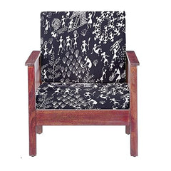 HOTKEI Warli Print Pack of 2 Sofa seat Cover Elastic Stretchable Sofa seat Set Cover Protector for Wooden Sofa seat Cushion Stretchable Cloth Cover 1 Seater 21"x 21"