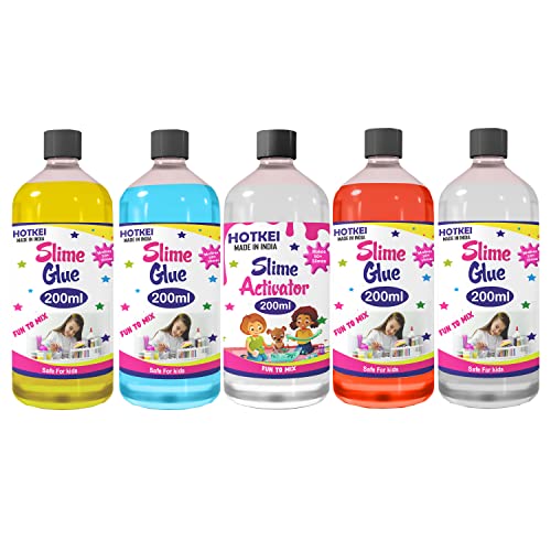 HOTKEI 200 ml Multicolor Scented DIY Magic Toy Slimy Slime Activator Glue Gel Slime Making kit Set