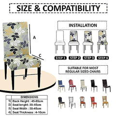 HOTKEI Pack of 2 Light Green Floral Print Dining Table Chair Cover Stretchable Slipcover Seat Protector Removable 1pc Polycotton Dining Chairs Covers for Home Hotel Dining Table Chairs