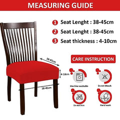 HOTKEI Pack of 2 Red Dining Chair Seat Cover Elastic Magic Chair Cover Stretchable Protector Slipcover for Dining Table Chair Cover Set of 2 Seater