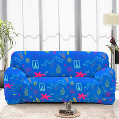 HOTKEI 3 Seater Blue Cupcake Print Polycotton Big Universal Non-Slip Elastic Stretchable Sofa Set Cover Protector for 3 Seater Sofa seat Stretchable Cloth Full Covers