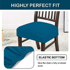 HOTKEI Pack of 2 Airforce Blue Dining Chair Seat Cover Elastic Stretchable Protector Slipcover for Dining Table Chair Cover Set of 2 Seater