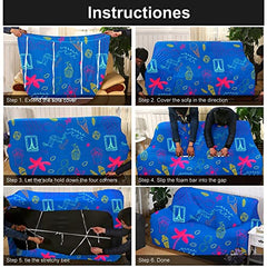 HOTKEI 3 Seater Blue Cupcake Print Polycotton Big Universal Non-Slip Elastic Stretchable Sofa Set Cover Protector for 3 Seater Sofa seat Stretchable Cloth Full Covers