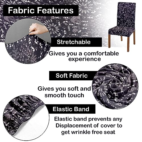 HOTKEI Pack of 4 Warli Print Dining Table Chair Cover Stretchable Slipcover Seat Protector Removable 1pc Polycotton Dining Chairs Covers for Home Hotel Dining Table Chairs