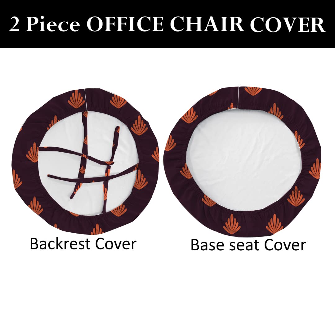 HOTKEI 2Pcs Chair Cover Pack of 4 Wine Leaf Print Stretchable Elastic Removable Washable Office Chair Cover Desk Executive Rotating Chair Seat Cover Slipcover Protector for Office Computer Chair